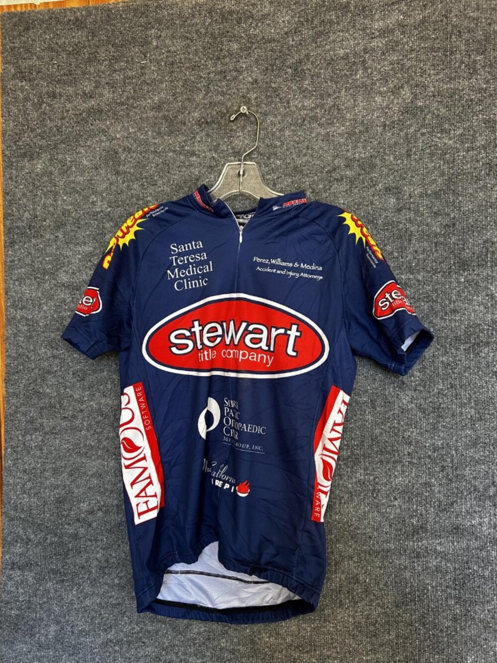 Verge Stewart Title Cycling Jersey Mens Large Blue Half Zip Short Sleeve Bike